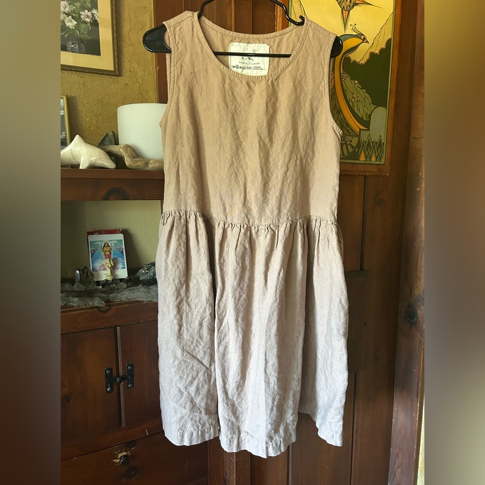 notPERFECTLINEN Pink Beige Midi Dress